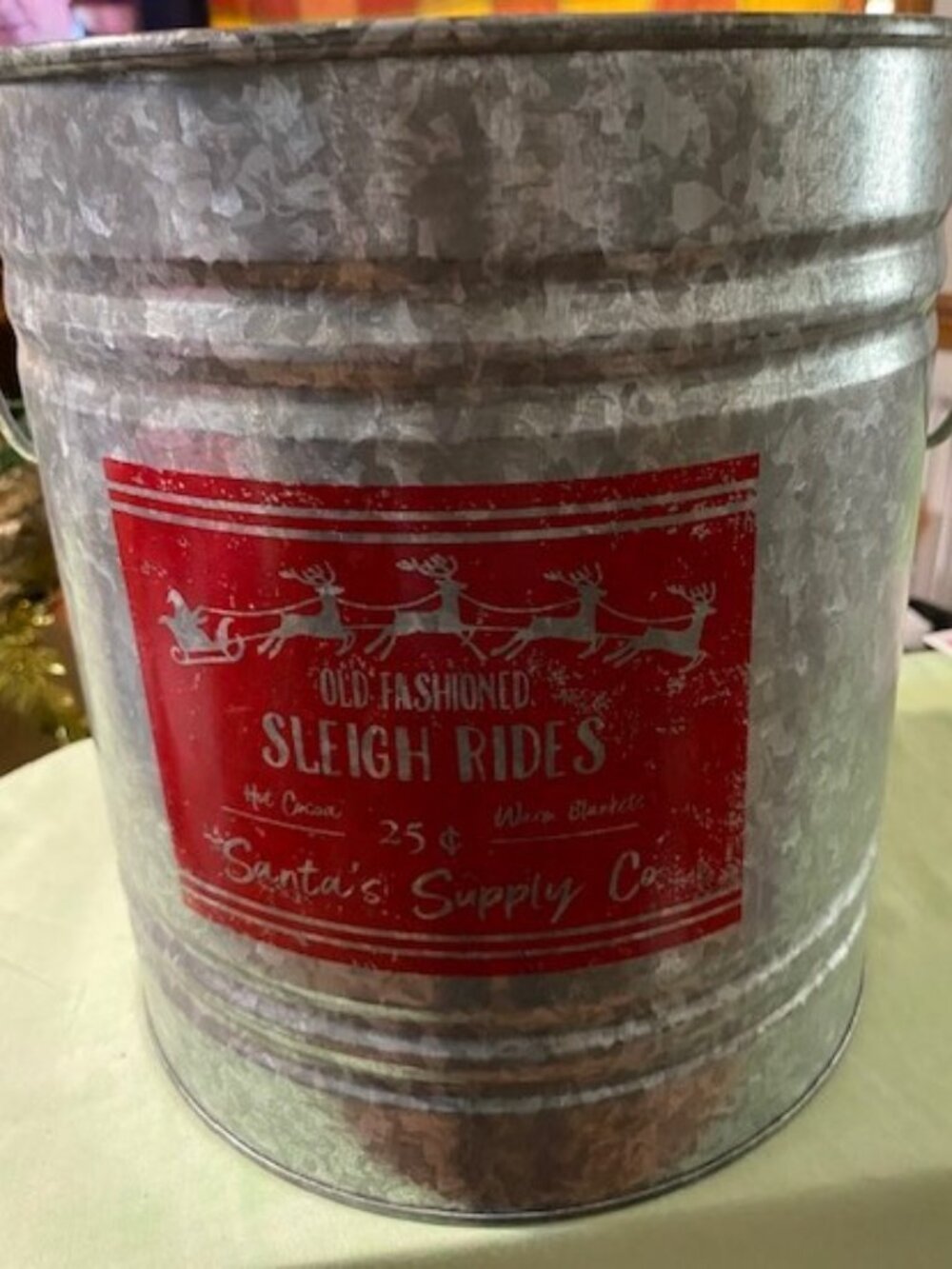 Metal Christmas Bucket for holiday décor